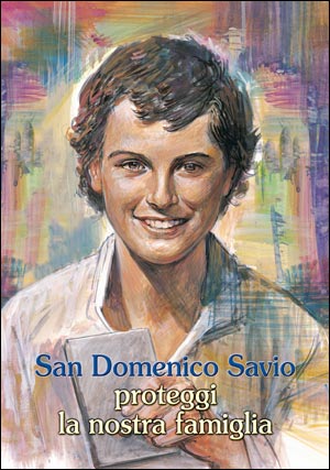 San Domenico Savio proteggi la nostra famiglia. Quadro con benedizione delle famiglie nelle case