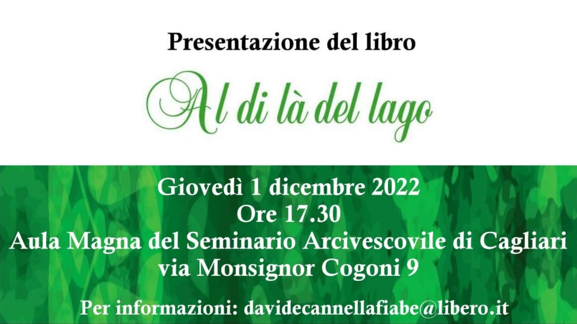 Evento di presentazione del libro “Al di là del lago” di Davide Cannella